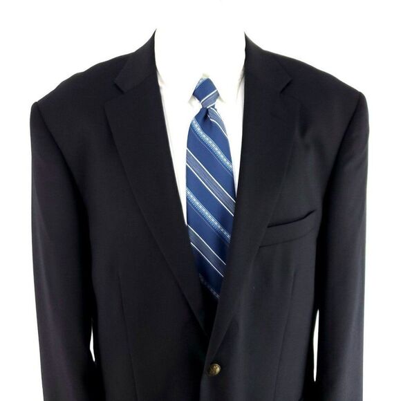 Paul Fredrick Wool 2 Bronze Button Blazer 44L Black - Picture 1 of 11